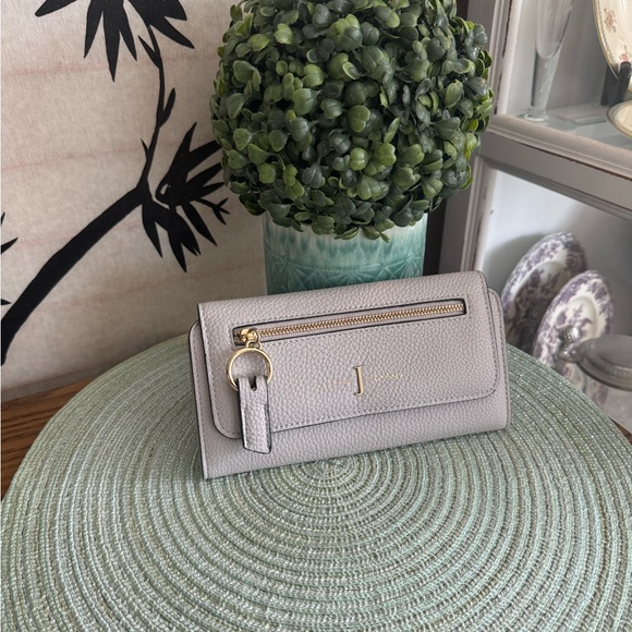 Jasper Conran Light Gray Pebble Leather Wallet euc - Picture 15 of 16